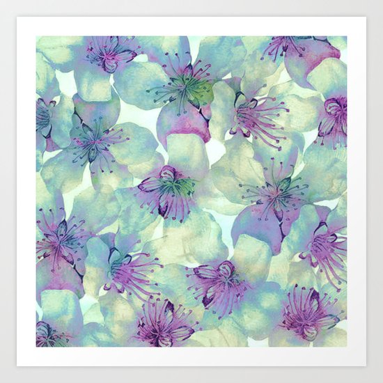soft floral with purple Art Print