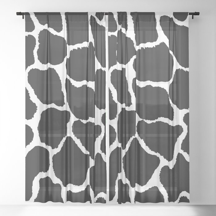 Trendy modern black white giraffe animal print Sheer Curtain