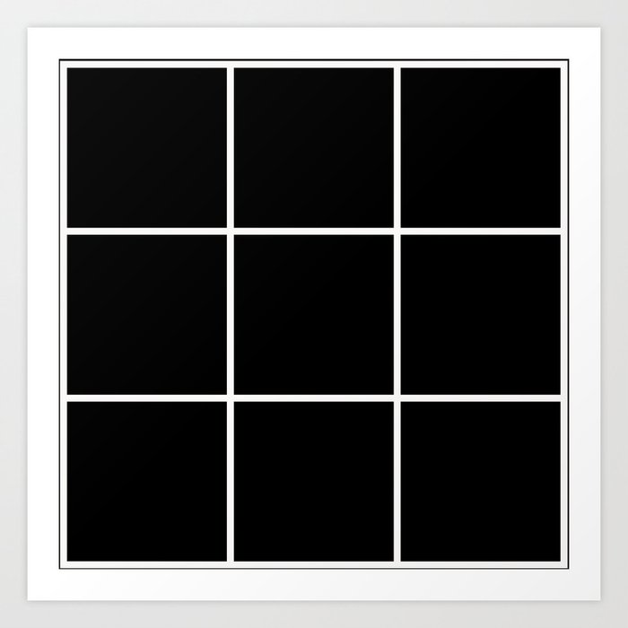 Black and White Geometric thin stripes checkerboard design Art Print