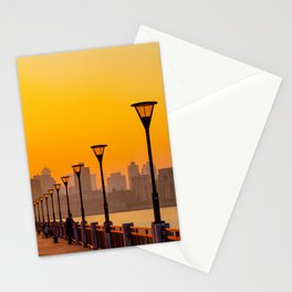 Sunset Cityscape by the River Stationery Card
