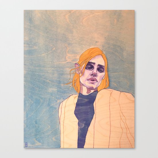Portrait on Pine Canvas Print