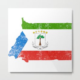 Distressed Equatorial Guinea Map Metal Print