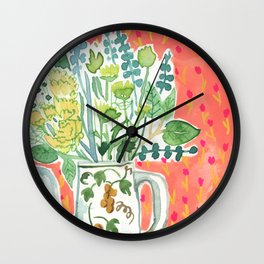 Think Happy Floral Wall Clock