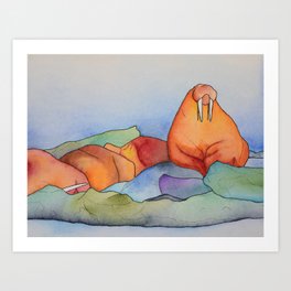 Warm Walrus Contemplating Cool Wishes Art Print