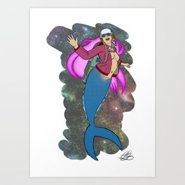 Mermaid Rocket Girl Art Print