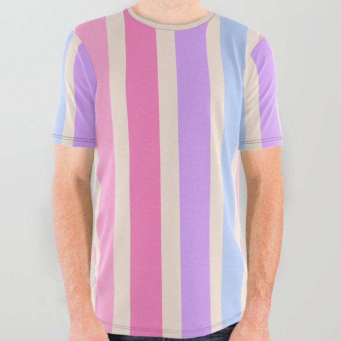 Pastel Stripes All Over Graphic Tee