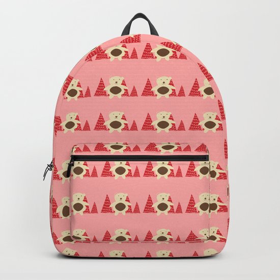 Christmas polar bear pink Backpack