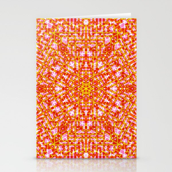 Wild Geometric Mandala Hot pink and red version1 Stationery Cards