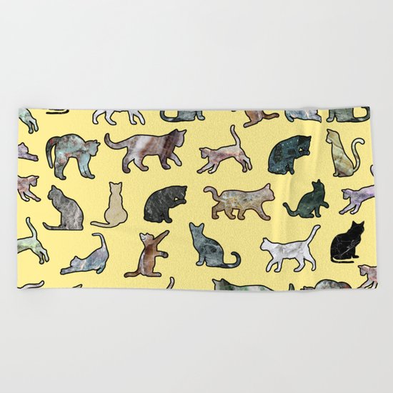 Cats shaped Marble - Sun Yellow Beach Towel