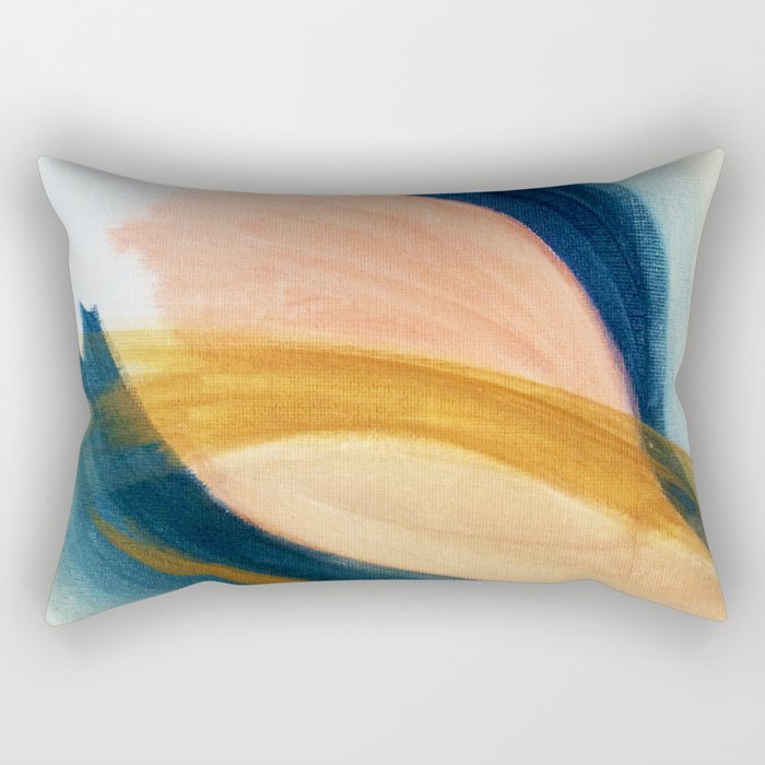 Slow as the Mississippi - Acrylic abstract with pink, blue, and brown Rectangular Pillow