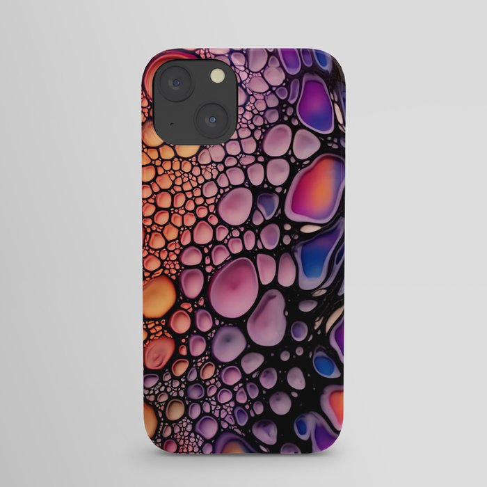 Colorful bubbles pour ink painting iPhone Case