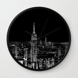 Contemporary Elegant Silver City Skyline Design Wall Clock