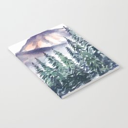 Winter Landscape With Mountain And Pine Trees Watercolor Notebook