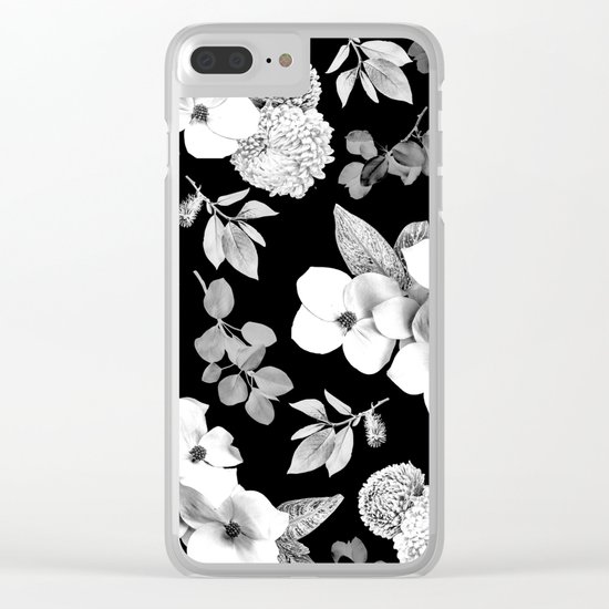 Night bloom - moonlit bw Clear iPhone Case