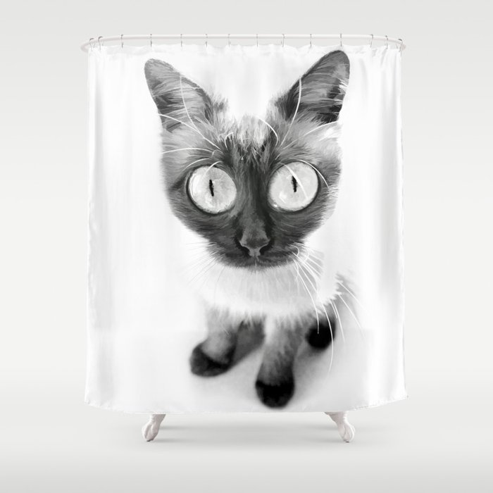 Funny alien cat Shower Curtain