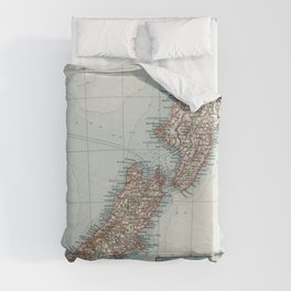 Vintage Map of New Zealand (1900) Duvet Cover
