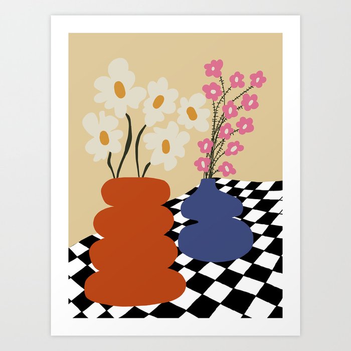 Two blooming pottery   Art Print