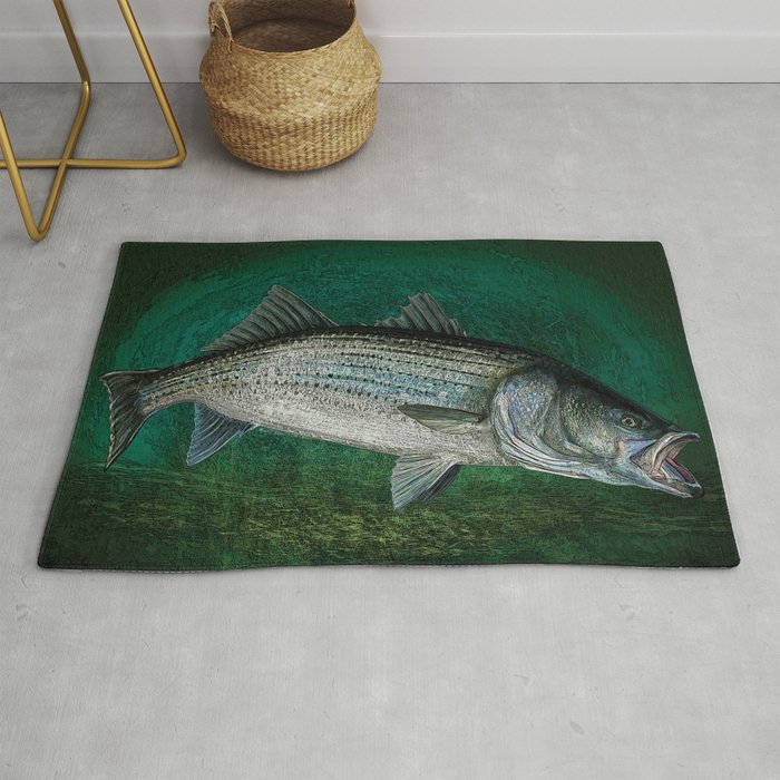 Striped Bass Fishing Art Prints Rug