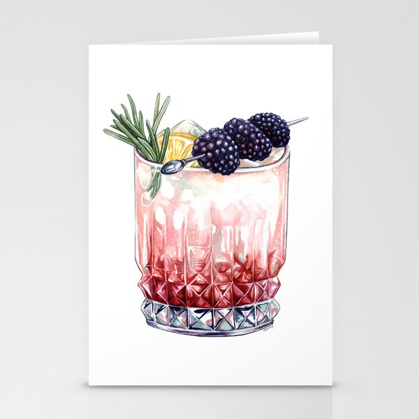 Blackberry Bramble Cocktail Stationery Cards