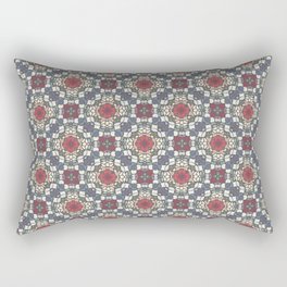 Blue and Salmon Tile - Gray Rectangular Pillow