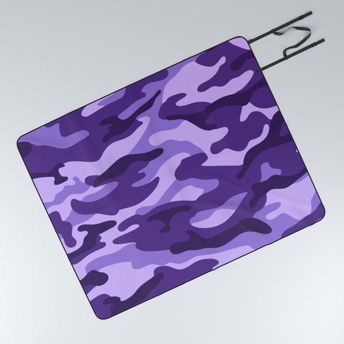 Camouflage Pattern Purple Colours Picnic Blanket