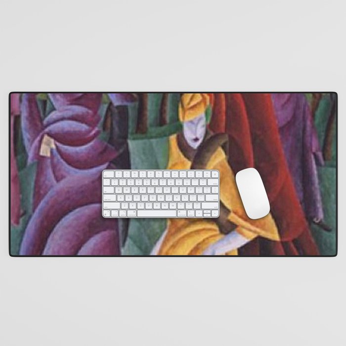 The Jesuit Walking in the Gardens III, portrait art deco painting by Lyonel Feininger Desk Mat