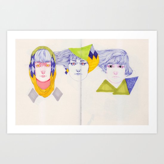 Heads, Hairs and Eyes Art Print