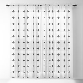 Swiss Cross White Small Sheer Curtain