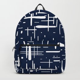 Mid-Century Modern Kinetikos Pattern in Nautical Navy Blue and White Backpack