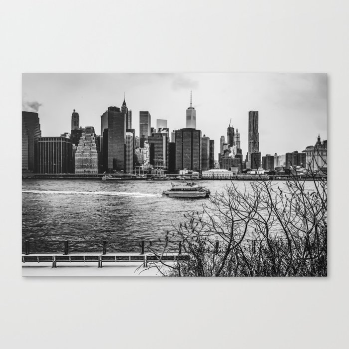New York City Manhattan skyline black and white Canvas Print