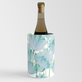 Blue Delicate Watercolor Flowers Wine Chiller