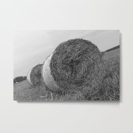 straw bales Metal Print | Black and White, Photo, Landscape 