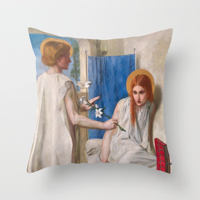 The Annunciation by Dante Gabriel Rossetti Throw Pillow