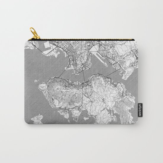Hong Kong Map Line Carry-All Pouch