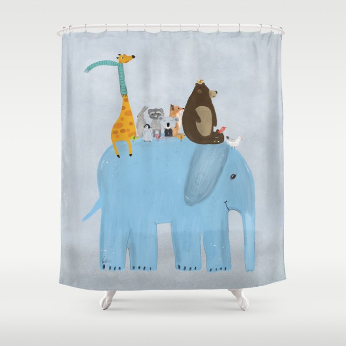 the big blue elephant Shower Curtain