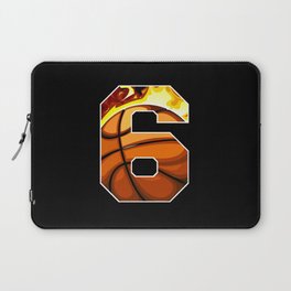 Boys Personalized Custom Number 6 Basketball Laptop Sleeve