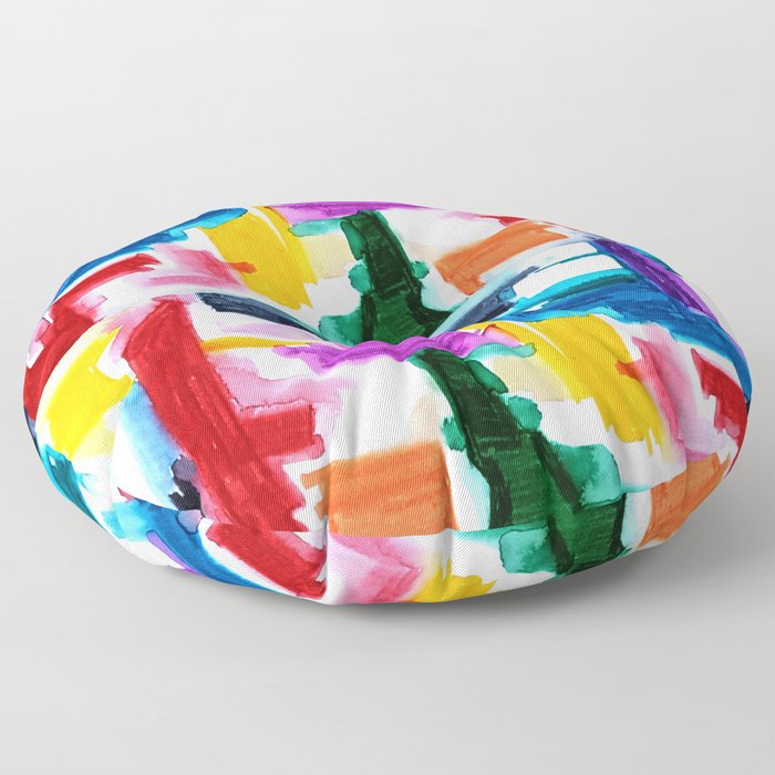 Abstract Multi Color Wash Floor Pillow