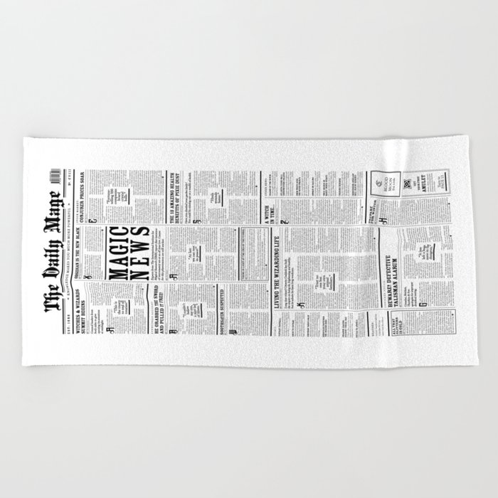 The Daily Mage Fantasy Newspaper Beach Towel By Grandeduc Society6 The Daily Mage Fantasy Newspaper Beach Towel