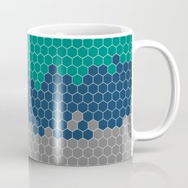 Honeycomb Blue Green Gray Grey Hive Mug