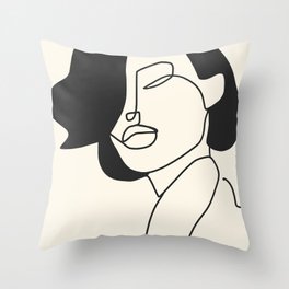 Drawing female face portrait II Throw Pillow