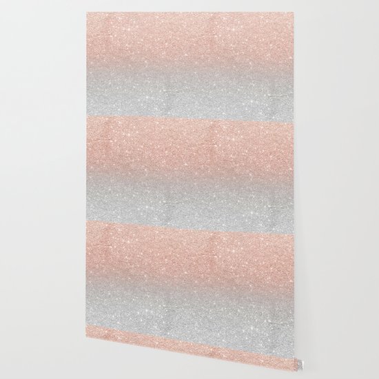 Modern Trendy Rose Gold Glitter Ombre Silver Glitter Wallpaper By Girlytrend Society6 Pin by samantha ong on rose gold iphone background wallpaper. modern trendy rose gold glitter ombre silver glitter wallpaper by girlytrend