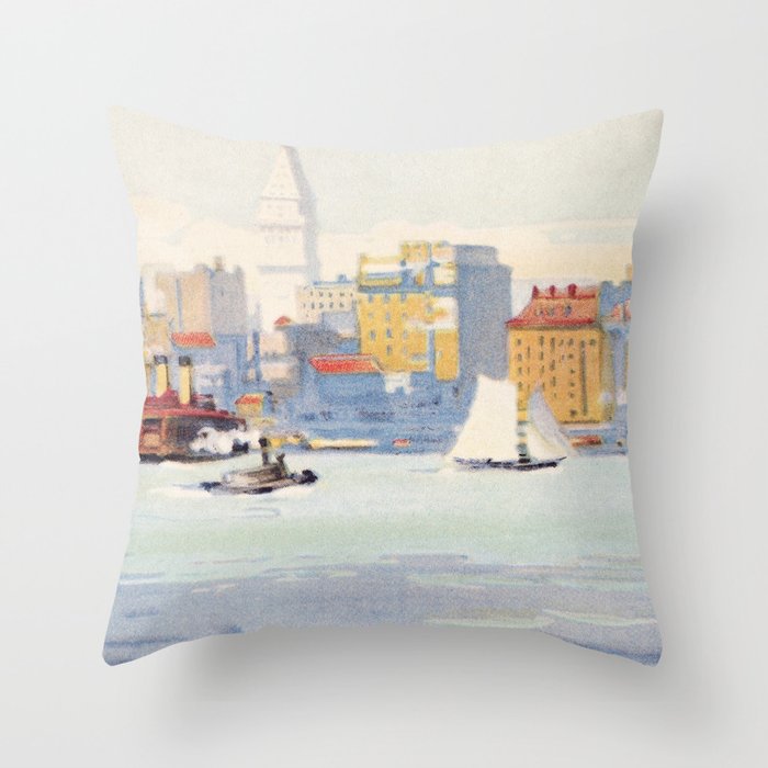 New York from the 34th Street Ferry (1914) Throw Pillow