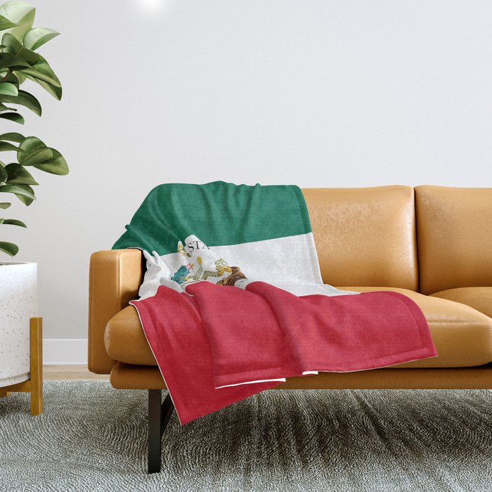 Flag of Mexico with seal insert Throw Blanket