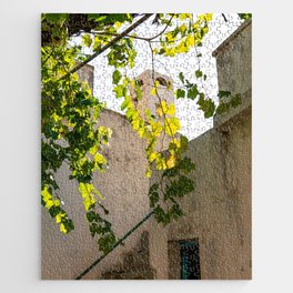 Nature filled Courtyard | Greek Scenery | Nature and Buildings, Summer Scene | Travel Photography in Naxos, Greece Jigsaw Puzzle