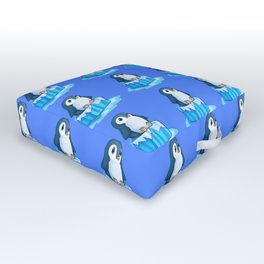 Penguin on Ice Outdoor Floor Cushion