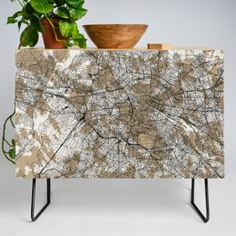 Authentic Berlin Map - Artistic Cartography Credenza