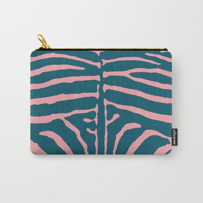 Zebra Wild Animal Print 263 Teal and Pink Carry-All Pouch