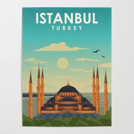 Istanbul Turkey Vintage Travel Poster  Poster