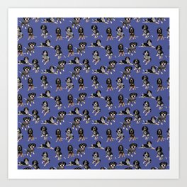 Bluetick Coonhounds on Blue Art Print