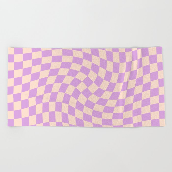 Check V - Lilac Twist — Checkerboard Print Beach Towel